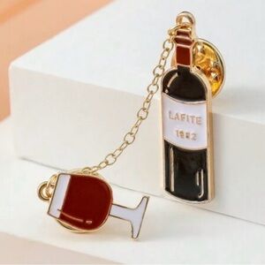 Red Wine Glass Brooch pin Cocktail lapel tie jewelry champagne white bag charm